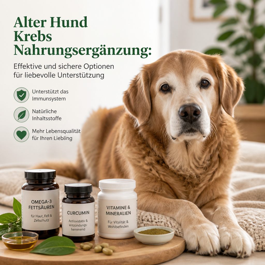 alter Hund Krebs Nahrungsergänzung illustration