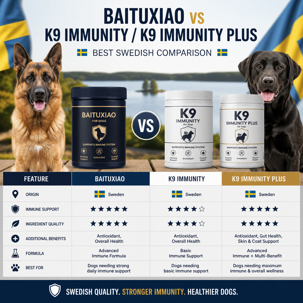 Baituxiao vs K9 Immunity / K9 Immunity Plus: Best Swedish Comparison 4 Ilustração de Baituxiao vs K9 Immunity / K9 Immunity Plus