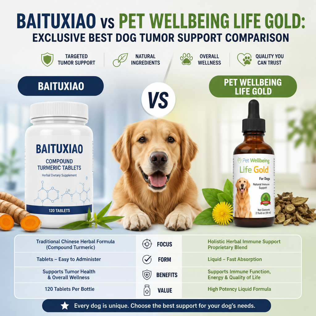 Baituxiao vs Pet Wellbeing Life Gold: 5 Exclusive Best Dog Tumor Support Comparison 6 Baituxiao vs Pet Wellbeing Life Gold illustration