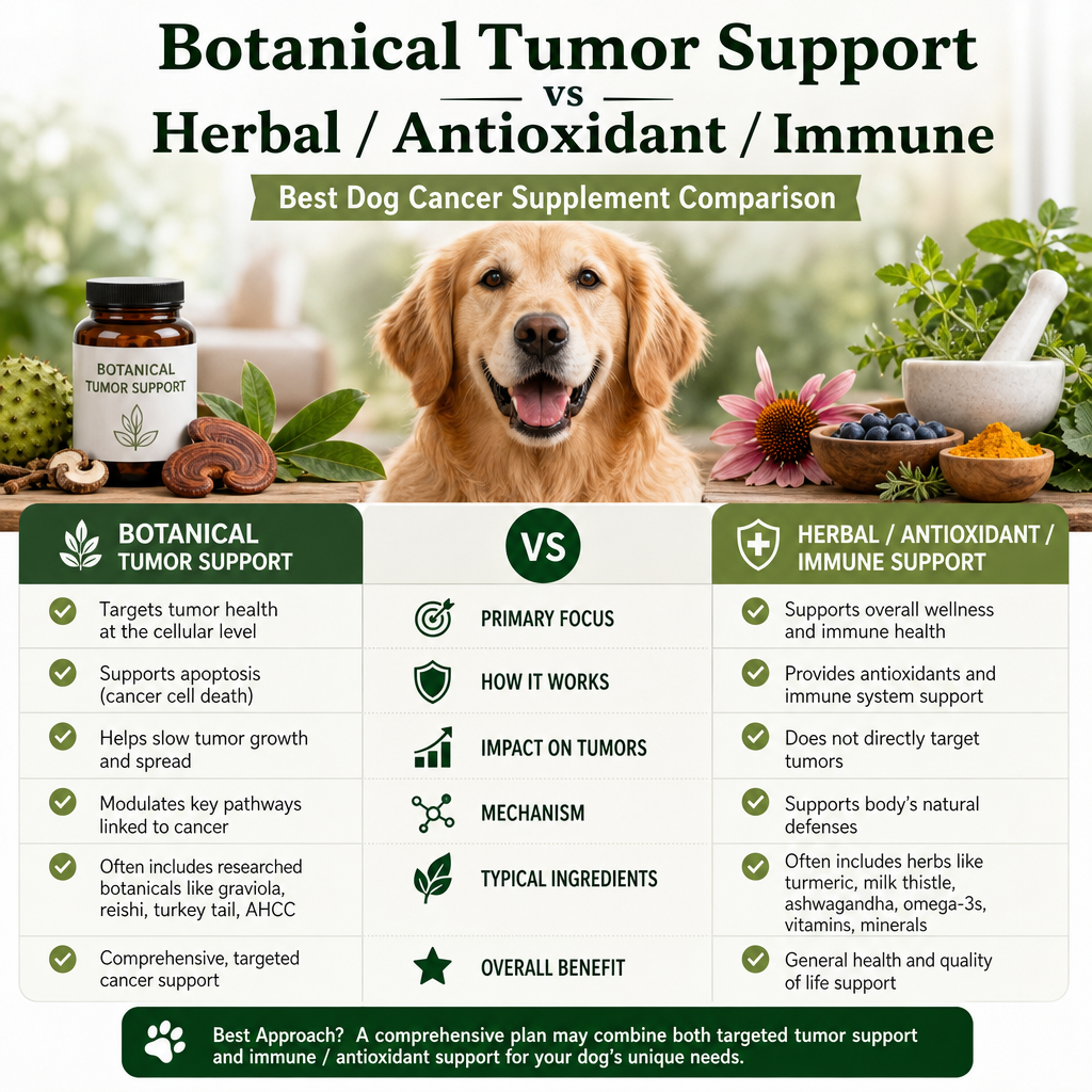 Botanical Tumor Support vs Herbal / Antioxidant / Immune: 7 Smart, Positive Differences for Dog Owners 2 botanical tumor support vs Herbal / antioxidant / immune illustration