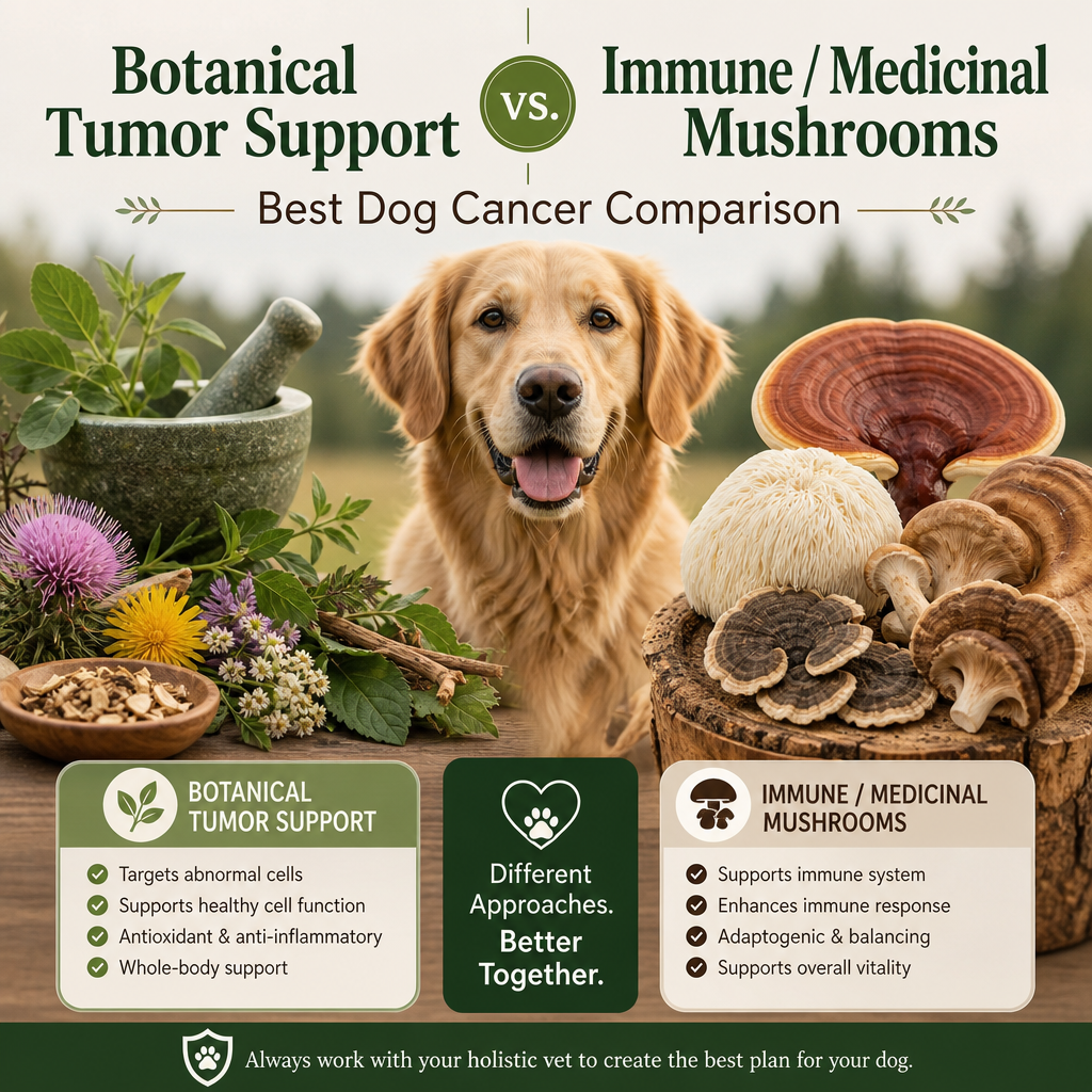 Botanical Tumor Support vs Immune / Medicinal Mushrooms: 7 Powerful Key Differences for Dog Owners 4 botanical tumor support vs Immune / medicinal mushrooms illustration
