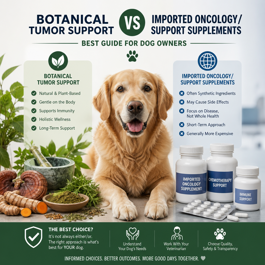 botanical tumor support vs Imported oncology/support supplements illustration