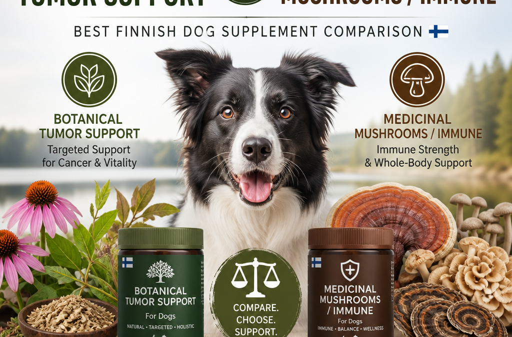Illustration of Botanical Tumor Support vs Medicinal Mushrooms / Immune: Best Finnish Dog Supplement Comparison