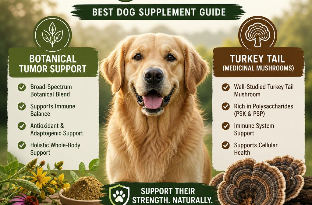 Suporte a tumores botânicos vs Turkey Tail / cogumelos medicinais: 5 Diferenças Positivas Poderosas para Proprietários de Cães