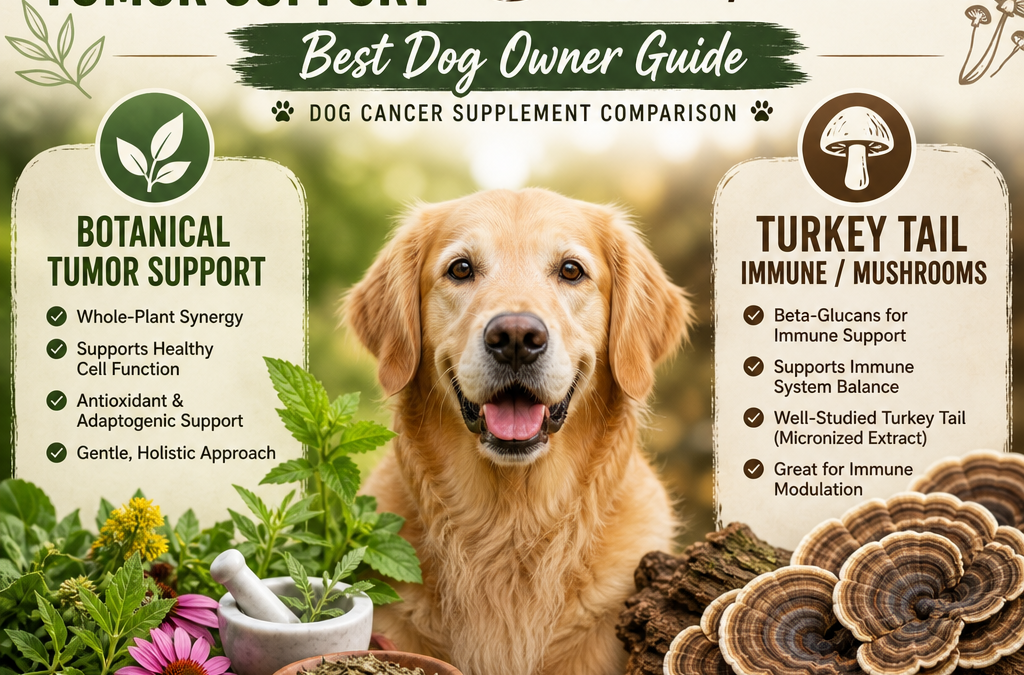 Illustration of Botanical Tumor Support vs Turkey Tail / Immune / Mushrooms: Best Dog Owner Guide