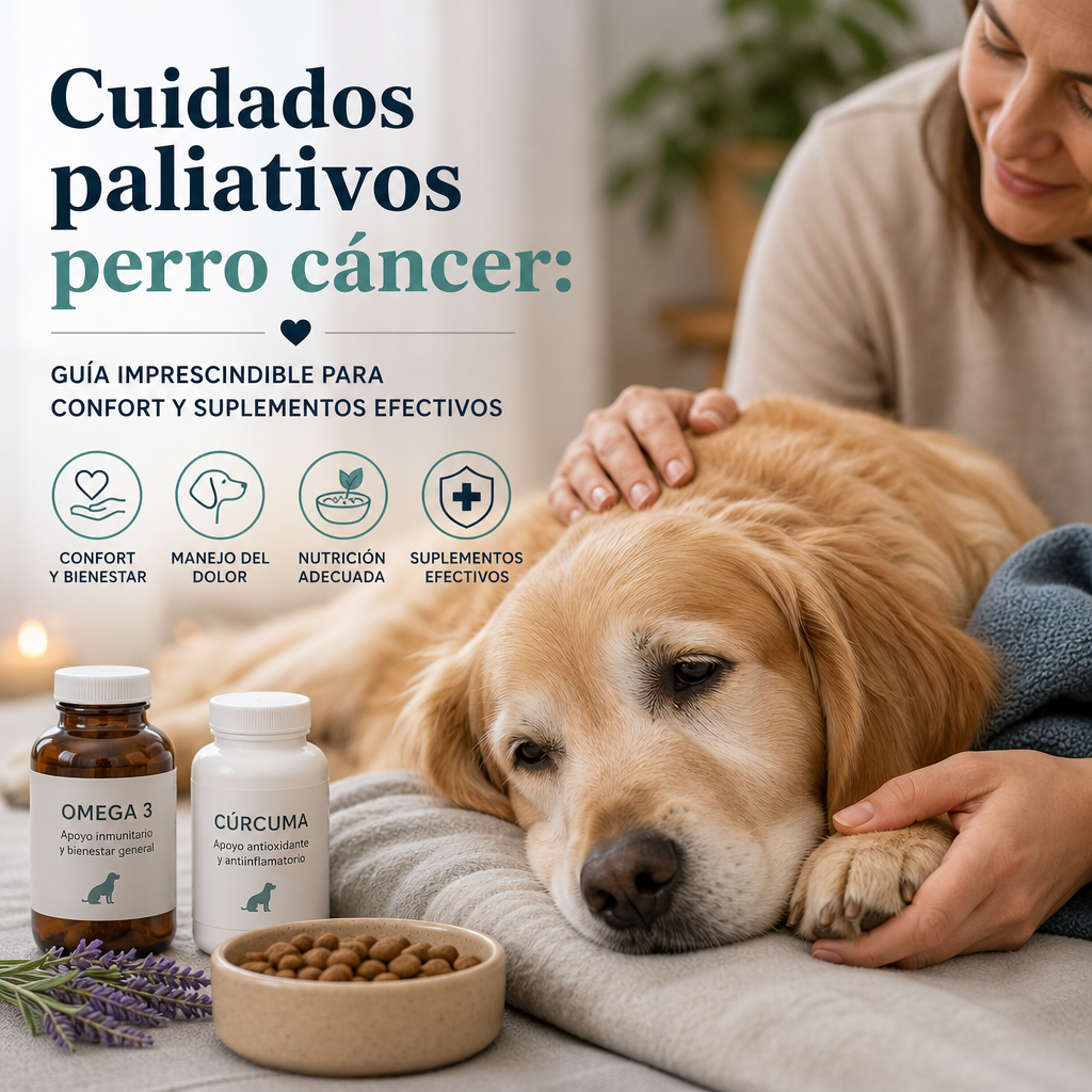 cuidados paliativos perro cáncer illustration
