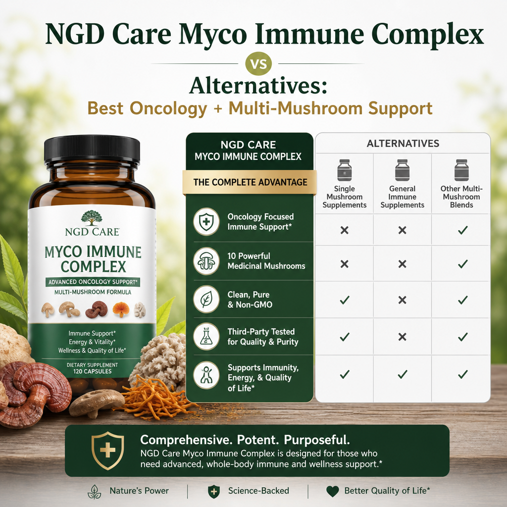 NGD Care Myco Immune Complex vs Alternatives: 7 Best Oncology + Multi-Mushroom Support Options 2 NGD Care Myco Immune Complex vs alternatives illustration
