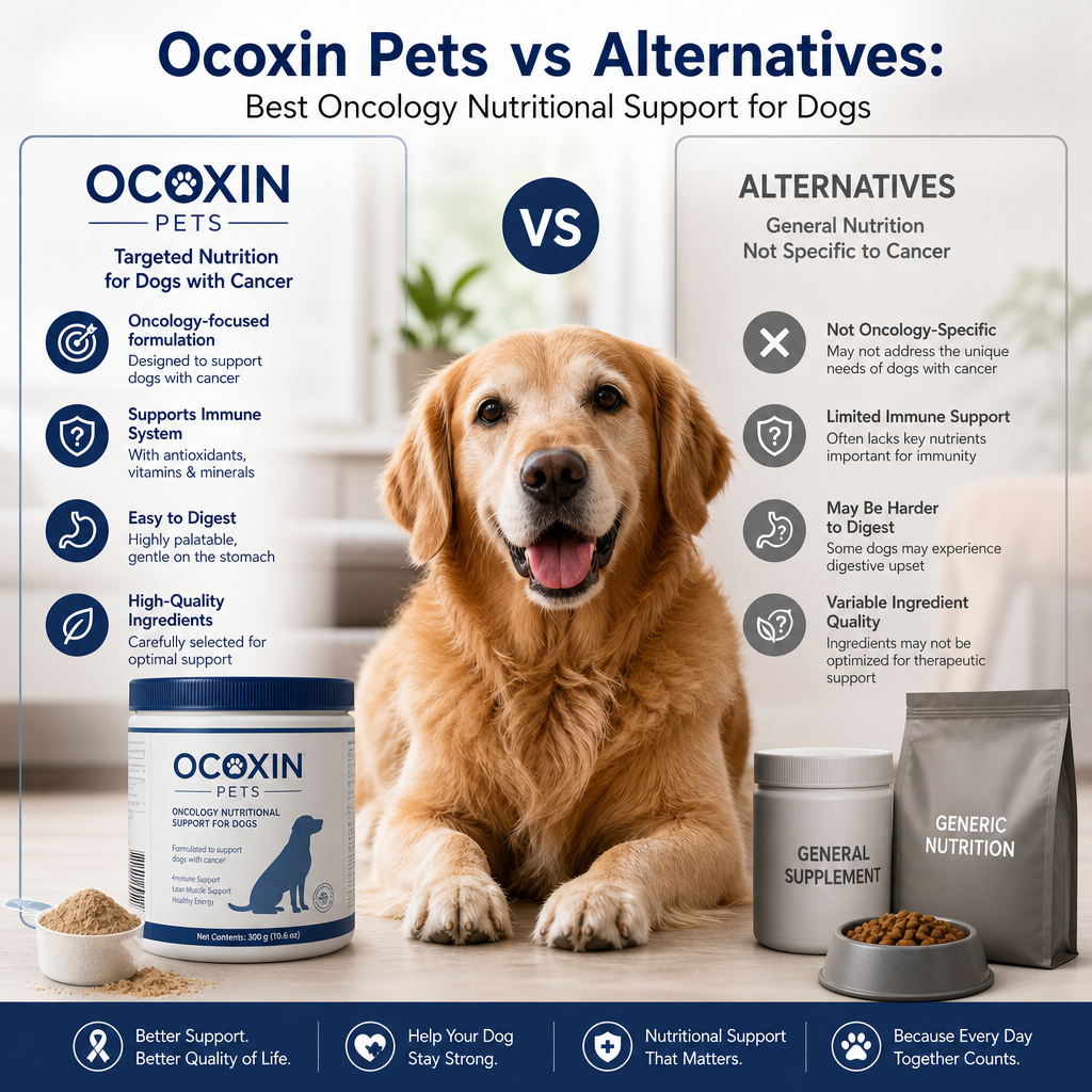 Ilustração de Ocoxin Pets vs alternativas