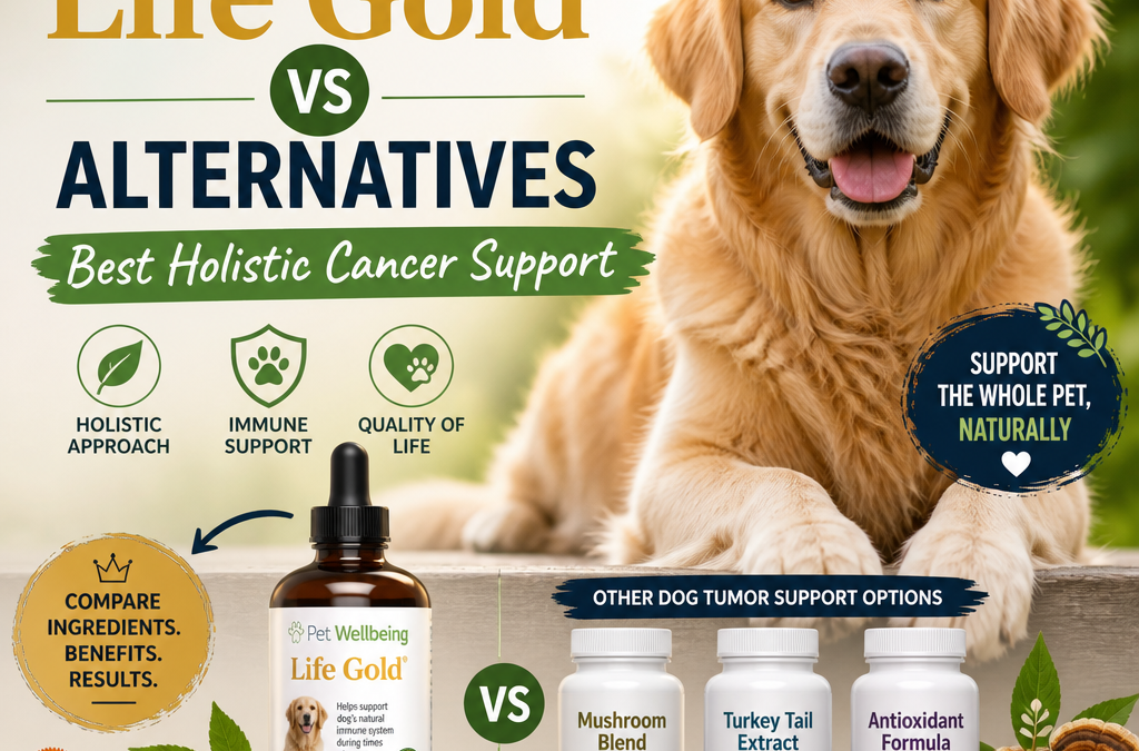 Illustration of Pet Wellbeing Life Gold vs alternatives: Best Holistic Cancer Support