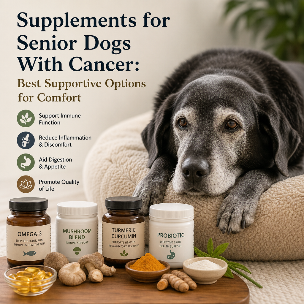 supplements for senior dogs with cancer illustration