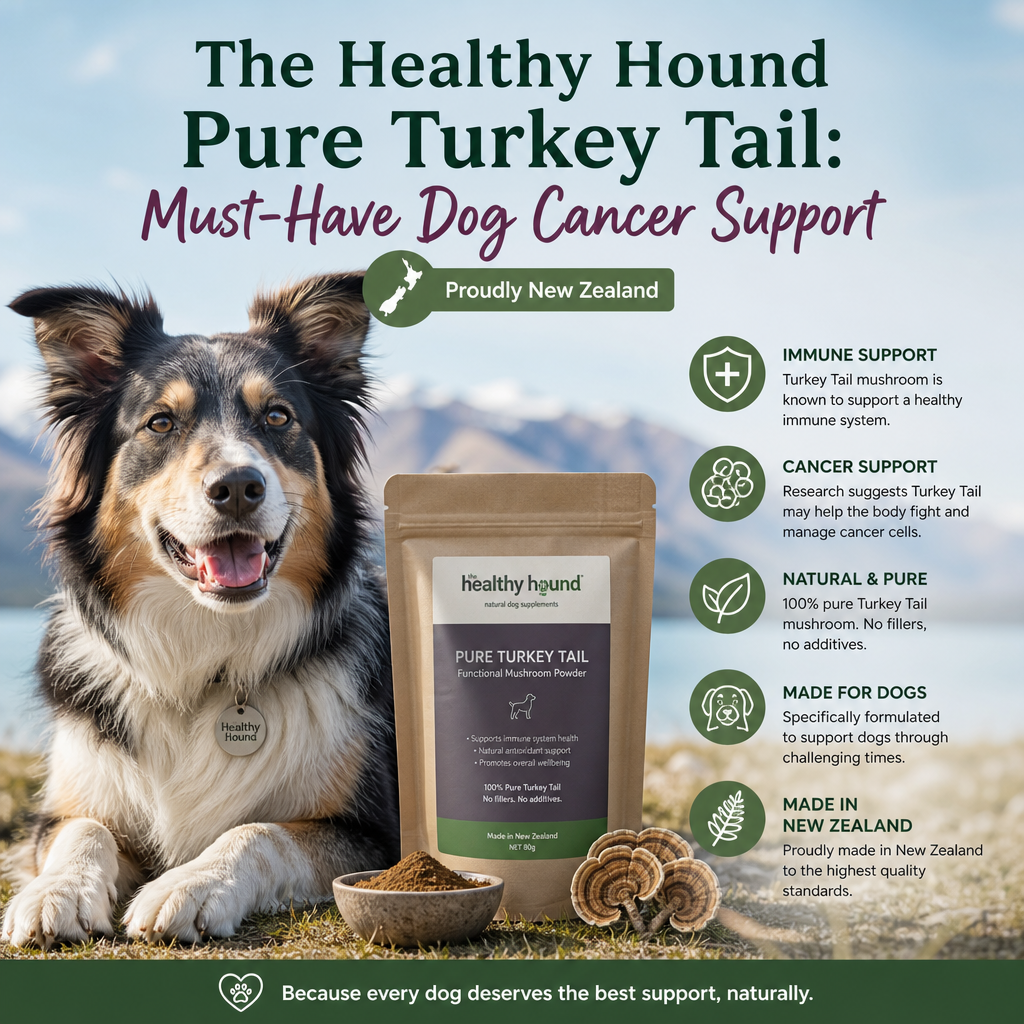 The Healthy Hound Pure Turkey Tail: 7 Must-Know Dog Cancer Support Tips for New Zealand 2 The Healthy Hound Pure Turkey Tail illustration